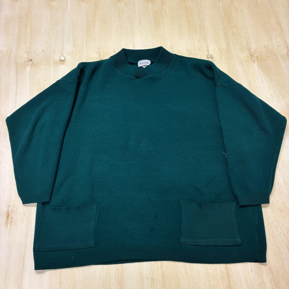 Vintage 1045 Park Sweater Womens Large Green Crew Neck Tunic Pockets